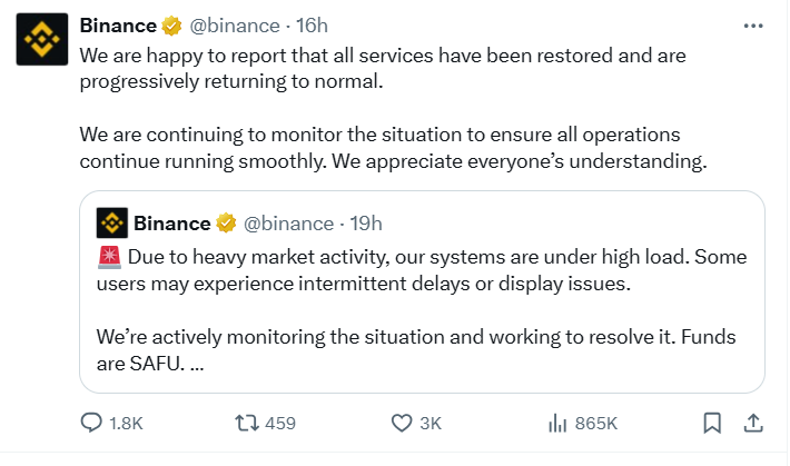Binance Apologizes, Now Offers Compensation as Users Allege Manipulation