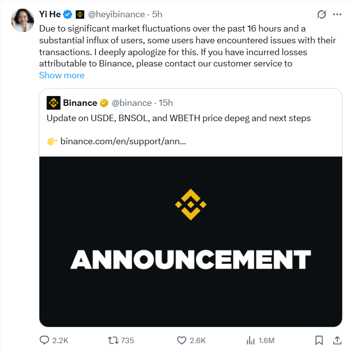 Binance Apologizes, Now Offers Compensation as Users Allege Manipulation